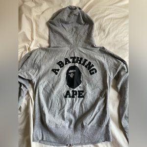 A bathing ape gray zip up hoodie, from Japan (dover st)